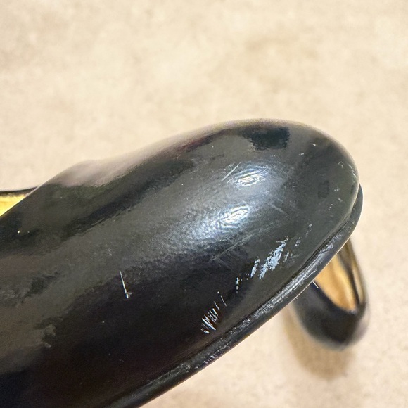 Coach Patent Black Leather Heels with Gold Interior - Picture 5 of 8